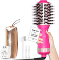 Dual Voltage Travel Hair Dryer Brush, One Step Mini Hot Air Brush Styler & Dryer, Hair Trends Nano Titanium 2 Inch Oval Shape Volumizer, Europe Travel Essentials for Women