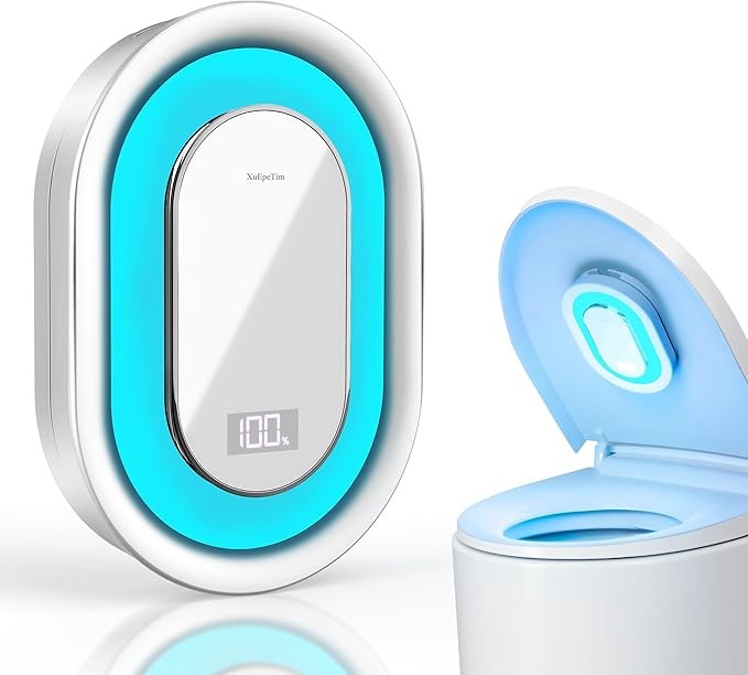 Smart Toilet UV-C Sanitizing &Odor-Control System – Motion-Activated, Chemical-Free Automatic Deodorizer with Safety Sensor & Long-Life Rechargeable Battery