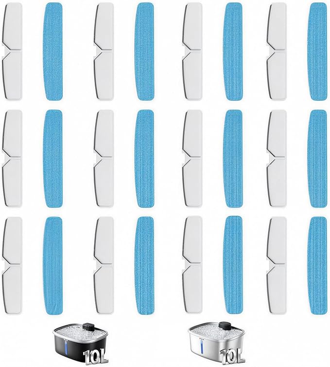 12Packs Dog Water Fountain Filters & 12 Packs Pump Filters Sponges Replacement for 2.64Gal/10L Dog Water Dispenser (FC-10L-12)