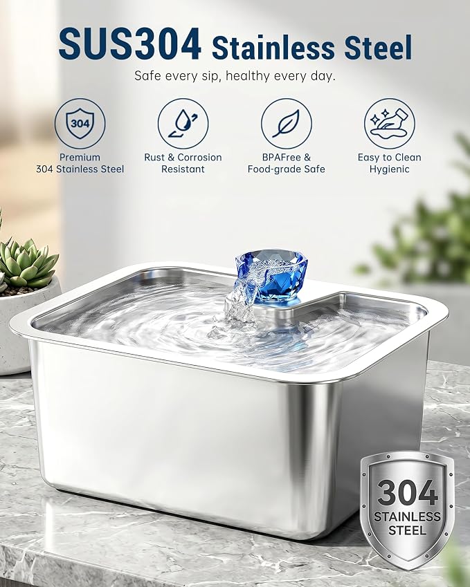 3 Gallon Stainless Steel Dog Water Fountain for Large Dogs