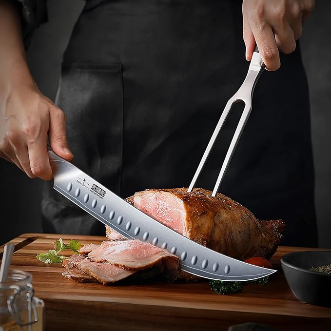 HOSHANHO Carving Knife Set 3PCS, Japanese Brisket Slicing Knife Sets | Ultra Sharp Japanese High Carbon Steel Butcher Knife Breaking Knife Boning Knife for Meat Cutting, Ergonomic Handle, Gifts