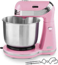 Dash Everyday Stand Mixer - Compact Tilt-Head Stand Mixer for Everyday Recipes - 6-Speed Power with Stainless Steel Bowl - Pink, 3-Quart