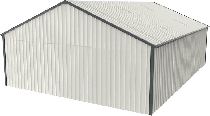 25 x 33 FT Metal Shed, 2 Car Prefab Garage with Side Entry Door, Double Garage Shed with 16 GA Steel Frame, Extra Large Outdoor Storage Building for Truck, Boat, Power Tools, Cream