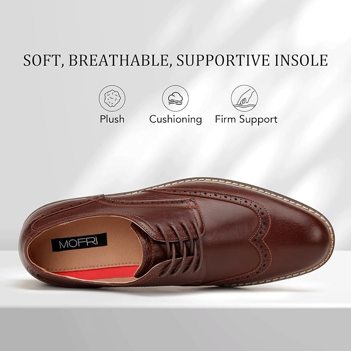 Mens Classic Cap Toe Dress Shoes Oxford for Office | Polished PU Outer Shell,Ventilated Comfortable Latex Insole. Formal Footwear Suited for Office Engagements ,Outings,Weddings