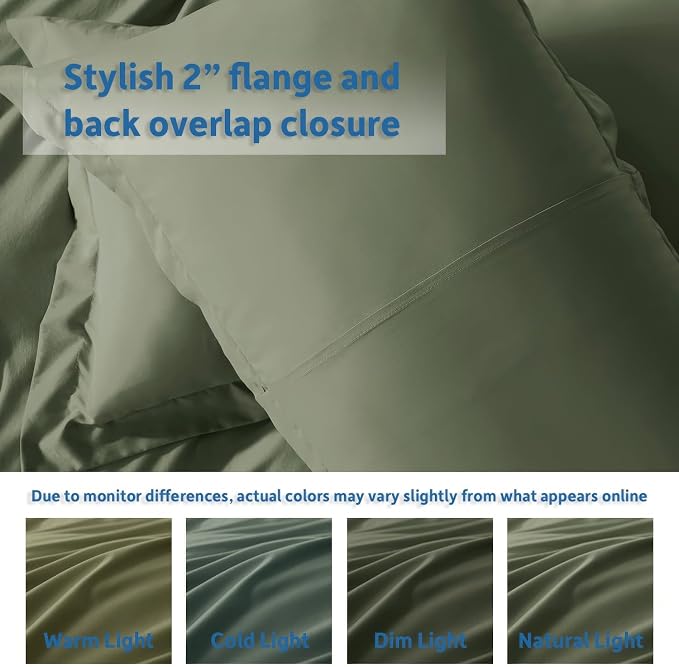 Nestl Olive Green Duvet Cover Full Size - Soft Double Brushed Full Size Duvet Cover Set, 3 Piece, with Button Closure, 1 Duvet Cover 80x90 inches and 2 Pillow Shams