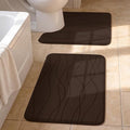YIHOUSE Bathroom Rugs Set 2 Piece, Memory Foam Bath Mat Brown | U Shaped+Small Mat, Ultra Soft, Absorbent, Non-Slip, Machine Washable, for Bathroom, Sink and Toilet