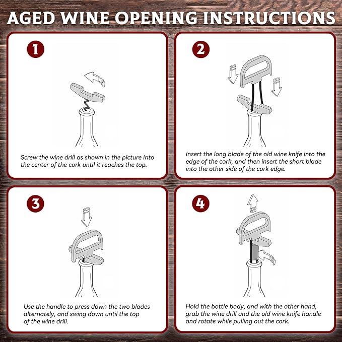 Ah So Wine Opener for Vintage Bottles, Old Wine Corkscrew with Portable Leather Case, Two Prong Cork Puller, for Wine Connoisseurs & Collectors to Uncork, Ideal Gifts for Wine Lovers (Sleek Bronze)