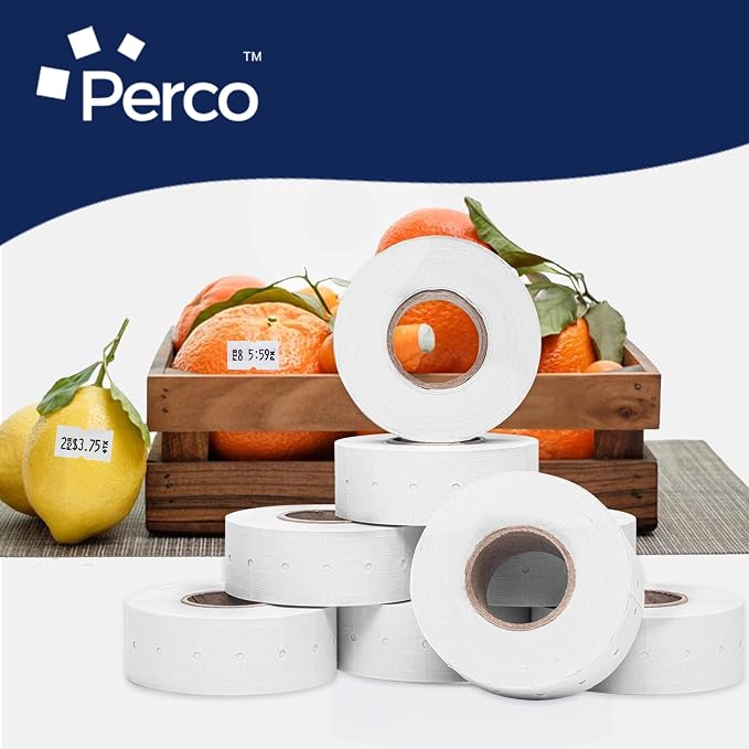 Perco 1 Line White Labels - 240,000 Blank Pricing Labels for Perco Lite, X, Plus and Pro 1 Line Price and Date Guns- 240 Rolls, Case of 30 Sleeves - Made in USA