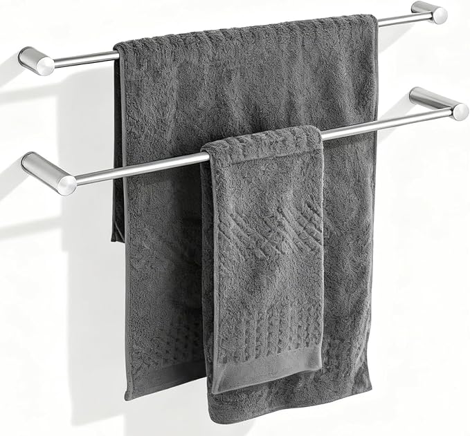 Towel Racks for Bathroom, NEWRAIN 30 inch Double Bath Towel Bar Wall Mounted, Stainless Steel Kitchen Towel Holder, Brushed Nickel Towel Rod Towel Rail Hange