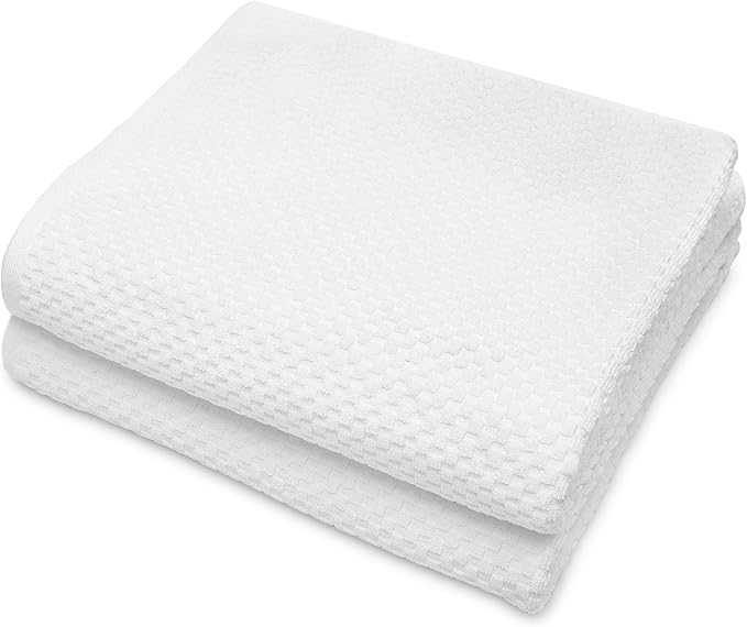 COTTON CRAFT Euro Spa Waffle Weave Bath Sheet - Set of 2 White Towel Sheets | Pure 100% Ringspun Cotton Oversized Luxurious Towel Set - Soft Plush Super Absorbent Low Lint Quick Dry - 35 x 70 inches