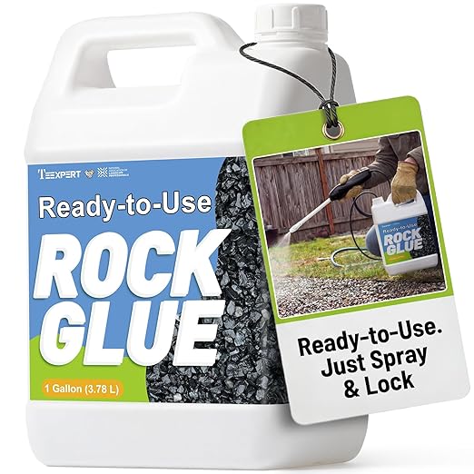 Teexpert Rock Glue for Landscaping: 1 Gallon New 2026 Formula Ready-to-Use Gravel Glue for Pea Gravel, Stones, Pebbles, River Rock – Strong Adhesion for Outdoor Landscape, Driveways Edge, Patio, Yard