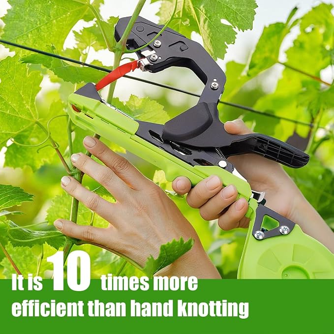 Upgraded Plant Tying Machine Gun, Lightweight Garden Tapener Tool with SK5 Blade for Tomatoes Grapes Cucumbers Vegetables, Includes 12 Rolls Tapes and 1 Box 10000pcs Staples（Green