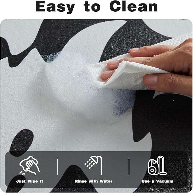 TYUU Halloween Bath Mat, Thin Halloween Bathroom Rug Non Slip Quick Dry Ghost Bath Mat Fits Under Door Thin Floor Mat Halloween Decor, 17''x30'', Ghosts Black