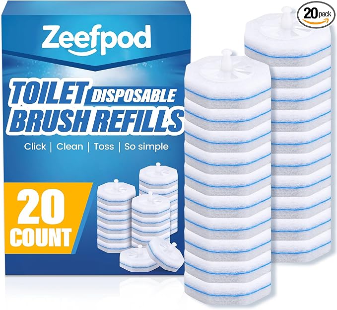 Toilet Cleaner Refill Pads, Disposable Toilet Bowl Cleaner Refill for Toilet Cleaner Wand, Single-Use Hygienic Scrubber Heads, 20 Count