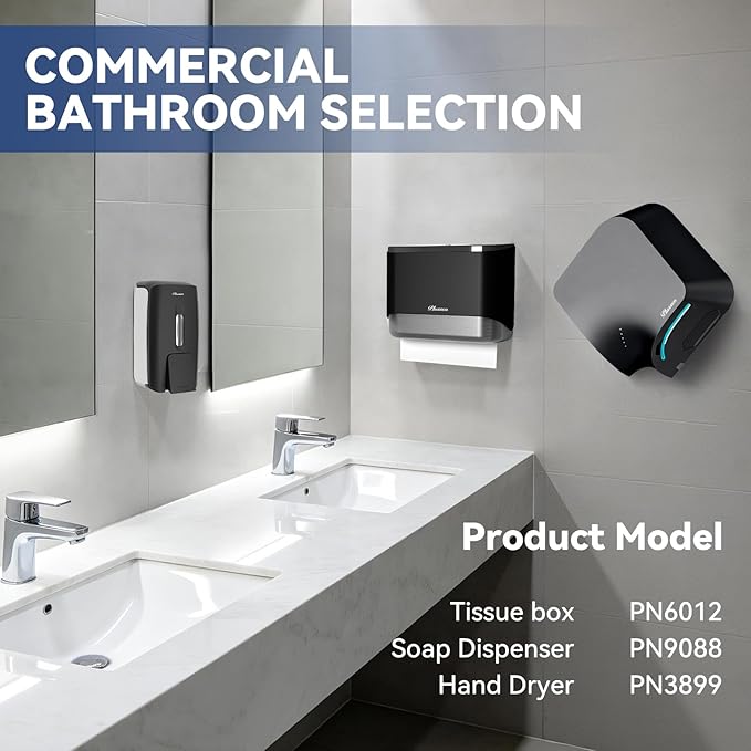 Dual-Sided Commercial Hand Dryer with HEPA Filter, 1100W High-Speed Electric Air Dryer for Bathroom, Smart Sensor Activation, Low Noise Anti-Theft Design for Public Restrooms, 110V Plug in Version
