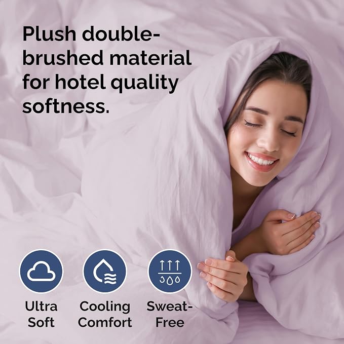 Duvet Cover Full Size Set - Extra Soft Full Duvet Cover 80" x 90" with 2 Pillow Shams for Women, Men, Kids & Teens - Hotel Luxury w/ Zipper Closures & Ties - Comfy, Cozy & Breathable (Light Lavender)