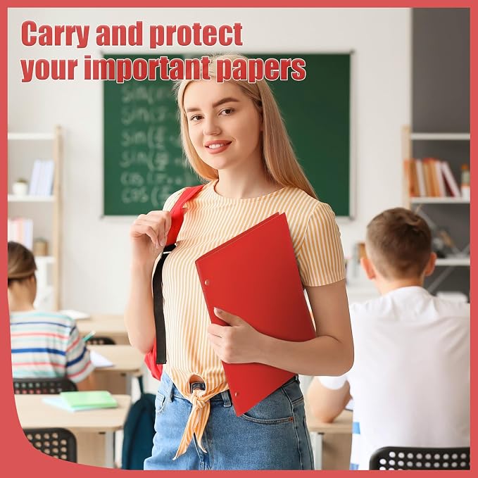 Yeaqee 72 Pcs Plastic Folders with Pockets Bulk 3 Hole Punched 2 Pocket File Folders for 3 Ring Binder Divider Folder for Notebooks, Durable Poly for Office Home (Red)