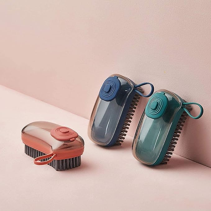 Plastic Refillable Liquid Adding Kitchen Dish Washing Pot Scrub Cleaning Brush for Home Cleaning Soft Bristle Laundry Shoes Cleaning Brush (1Pcs)