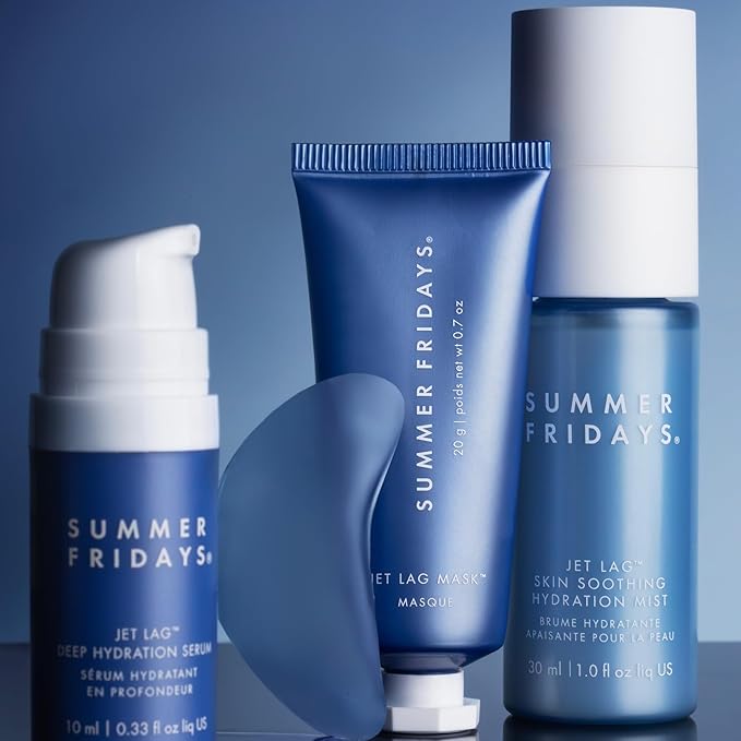 Summer Fridays Jet Lag™ Essentials - Mini Hydrating Skin Care Set With Jet Lag™ Mask, Eye Patches, Deep Hydration Face Serum & Hydration Mist - Travel Size Skincare Kit & Gift Set (4 Count)