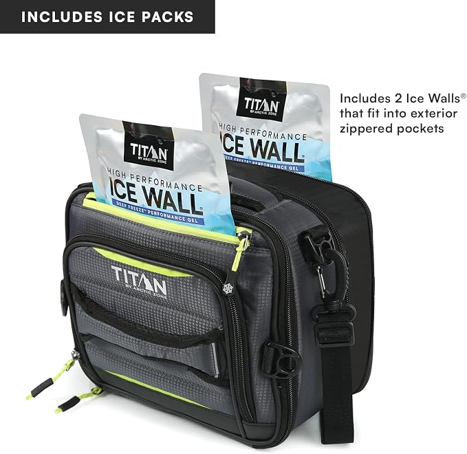Arctic Zone Titan Deep Freeze Fridge Expandable Insulated Horizontal Lunch Pack, Grey | Durable, insulated lunch bag with leak proof, easy clean lining, keeps food fridge cold up to 6 hours, for adults and kids