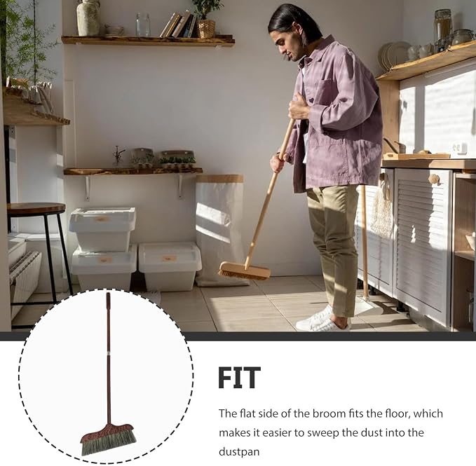 Healifty Handle Soft Bristles Broom for Home Cleaning -Static Floor Wiper for Indoor and Outdoor Use for Pet Hair and Dust Removal and Compact Design