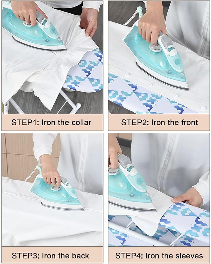 Folding Ironing Board, Extra-Wide Adjustable Height Iron Board with Folding Legs, Exquisite Pattern,Smooth Edge,Good Load-Bearing, Non-Slip Iron Board for Home Bathroom (42.13" Blue)
