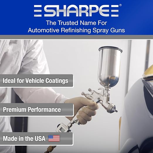 SHARPE Razor HVLP Air Spray Gun, Gravity Feed, (1.5 mm) Aluminum Cup 253435