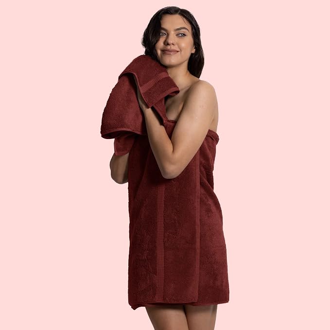 Chakir Turkish Linens 4 Piece Hand Towels, 100% Cotton Turkish Towels for Bathroom, Luxury Soft Absorbent Hand Towel Set, 16 x 30 Inches, Cranberry