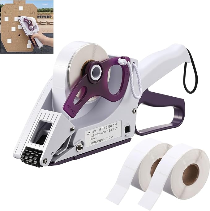 Label Applicator, Target Paster Gun with 2 Rolls Pasters,White