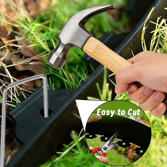 Landscape Edging 3in*115FT,Garden Edging Border with 175 Pcs Metal Spikes | Flexible Lawn Edging for Landscape, Garden, Flower Beds, Lawn, Yard, Pathway, Paver Edge-Black
