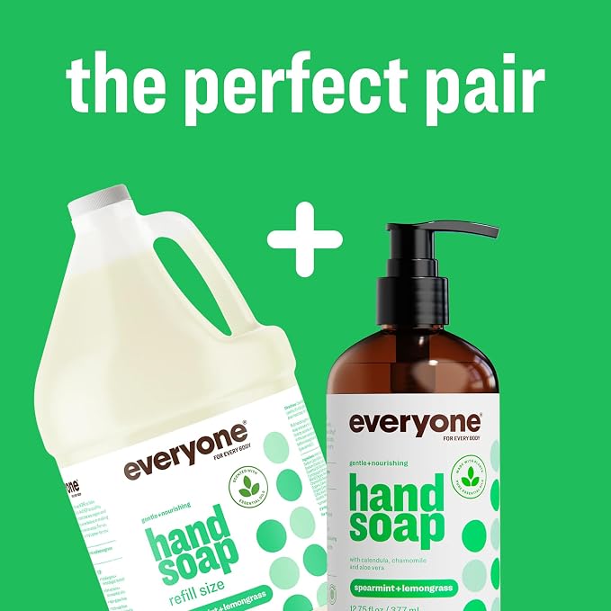 Everyone Liquid Hand Soap Refill, 1 Gallon, Spearmint and Lemongrass, made with Essential Oils for Kitchen and Bathroom