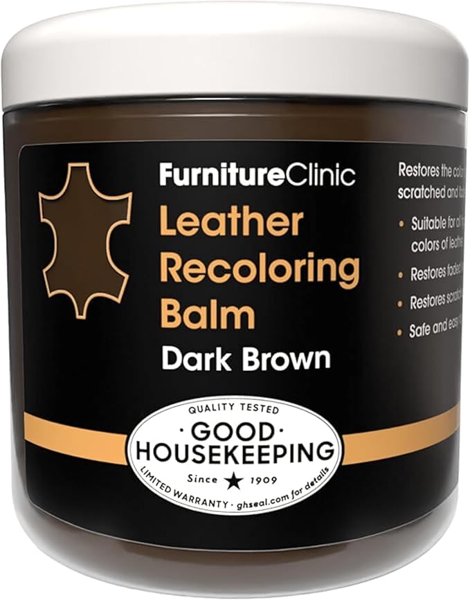 Furniture Clinic The Original Leather Recoloring Balm | Dark Brown Leather Dye | Repair Scratched, Faded, & Worn Leather | Restore Leather Couches, Sofas, Car Seats, and Furniture | 250 ml / 8.5 fl oz