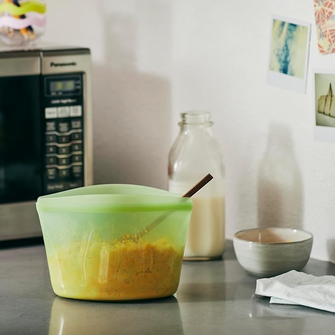 Stasher Premium Reusable Silicone Food Storage Bowl, Green, 4-Cup | Food-Safe Silicone, Freezer, Sous Vide, Microwave, Dishwasher, Oven Safe, Meal Prep, Lunch Container, BPA-Free, Eco-Friendly