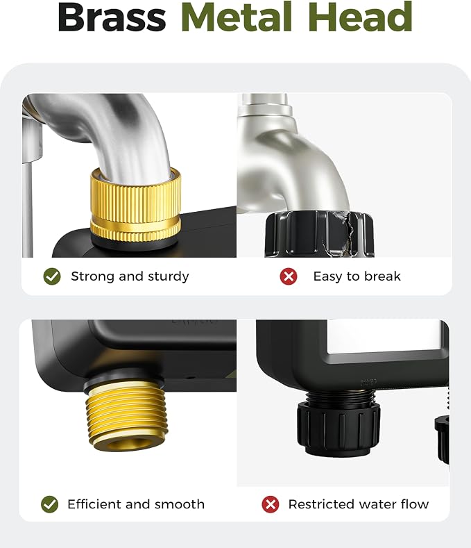 Diivoo IP66 Waterproof Brass Hose Timer, Programmable Sprinkler Timer with Large Display, Rain Delay & Manual Mode – Outdoor Automatic Irrigation System for Garden, Lawn & Yard