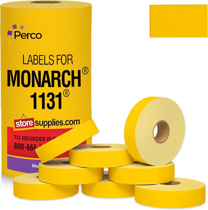 Pricing Labels for Monarch 1131 Yellow - 20,000 Labels w/ 8 Rolls Value Pack, 1 Sleeve - Made in USA