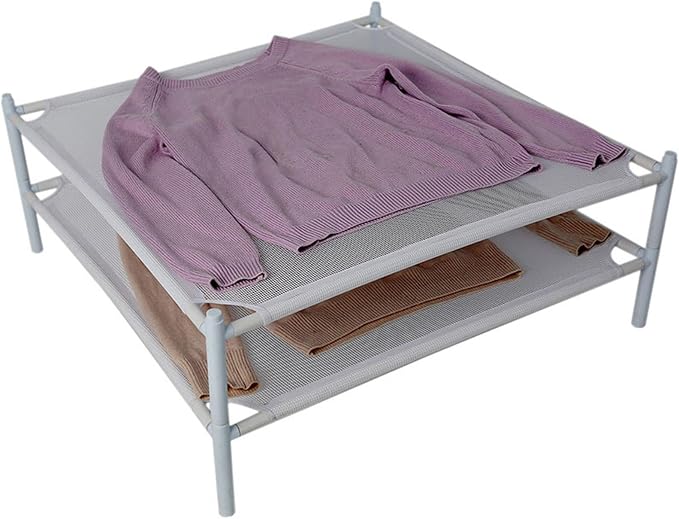 Sweater Rack Stackable Mesh Clothes Dryer Folding Laundry Rack Portable Mesh Net Single Layer Stable Rack Suitable for Towels Socks