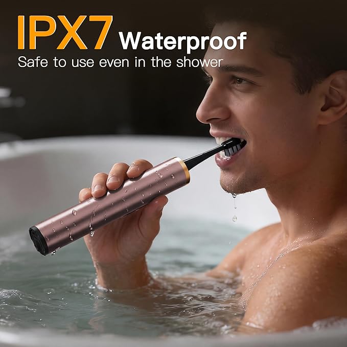 M23 Travel Electric Toothbrush for Adults, Retractable Portable Sonic Toothbrush, Aluminum Body, 30-Day Battery, Universal USB-C Charging, IPX7 Waterproof, Compact Travel Size Toothbrush
