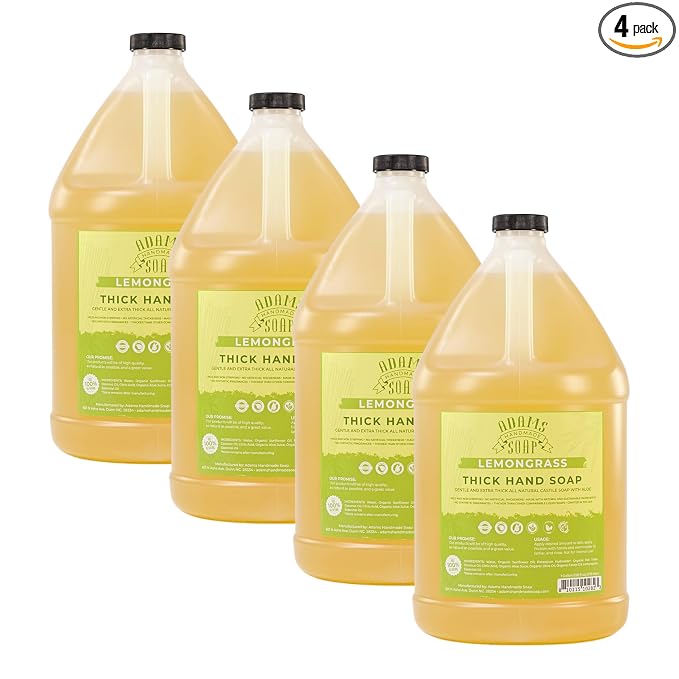Adams Handmade Soap Liquid Hand Soap 1 Gal (Lemongrass, 4 pack)