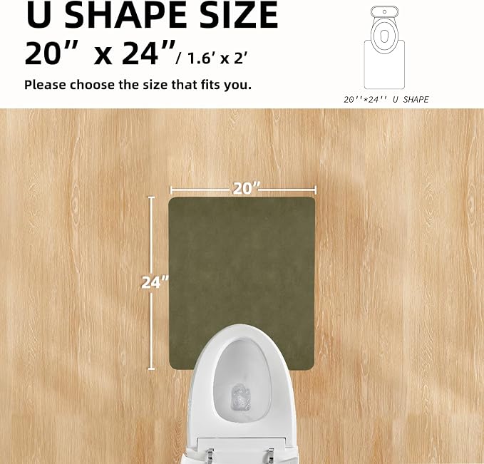 TYUU Toilet Rug, Thin Toilet Rugs U Shaped Washable Non Slip Absorbent Quick Dry Low Pile Toilet Mat, 20"x24" U Shape Sage Green