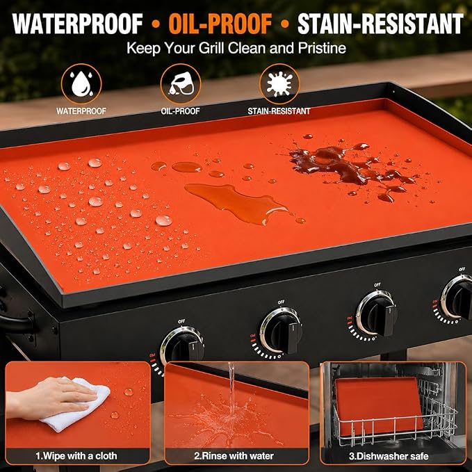 Silicone Grill Mat for Outdoor Grill for Cuisinart Tabletop Griddle CGG-999 2023-present, Heat Resistant BBQ Grill Pad & Griddle Protector Mat, Non-Slip Silicone Countertop Protector