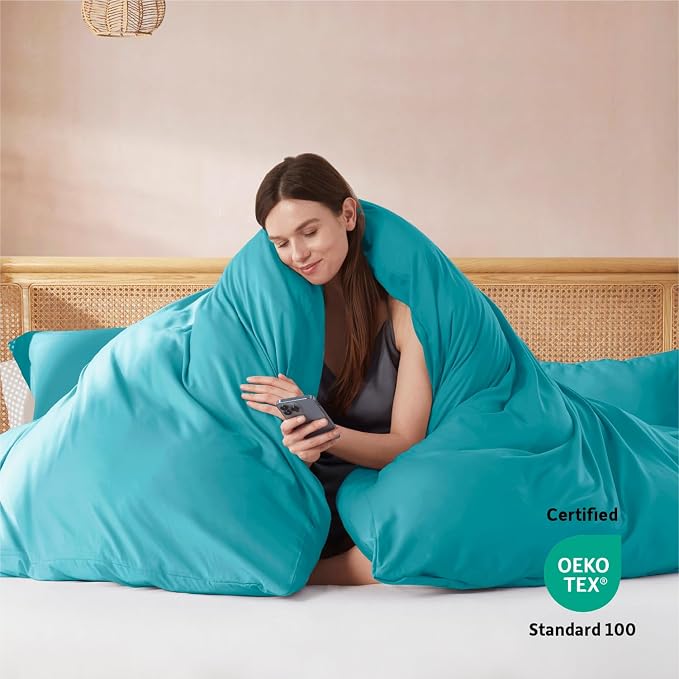 Nestl Twin Duvet Cover Set - Soft Double Brushed Teal Duvet Cover Twin XL, 2 Piece, with Button Closure, 1 Duvet Cover 68x90 inches and 1 Pillow Sham