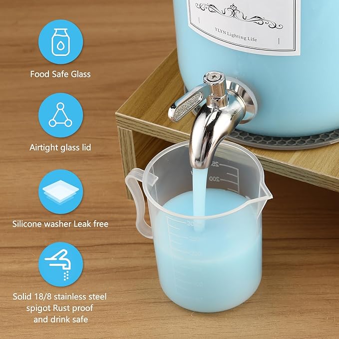 2-Pack Glass Laundry Detergent Dispenser with Stand, 106oz Leak-Proof Glass Fabric Softener Dispenser- Laundry Soap Dispenser-Reusable Container for Kitchen & Bathroom Storage