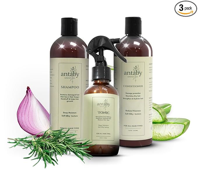 – 3-Step Botanical Hair Care Set for Men and Women with Shampoo, Conditioner & Hair Tonic – Hydrating Routine for Dry, Damaged or Color-Treated Hair