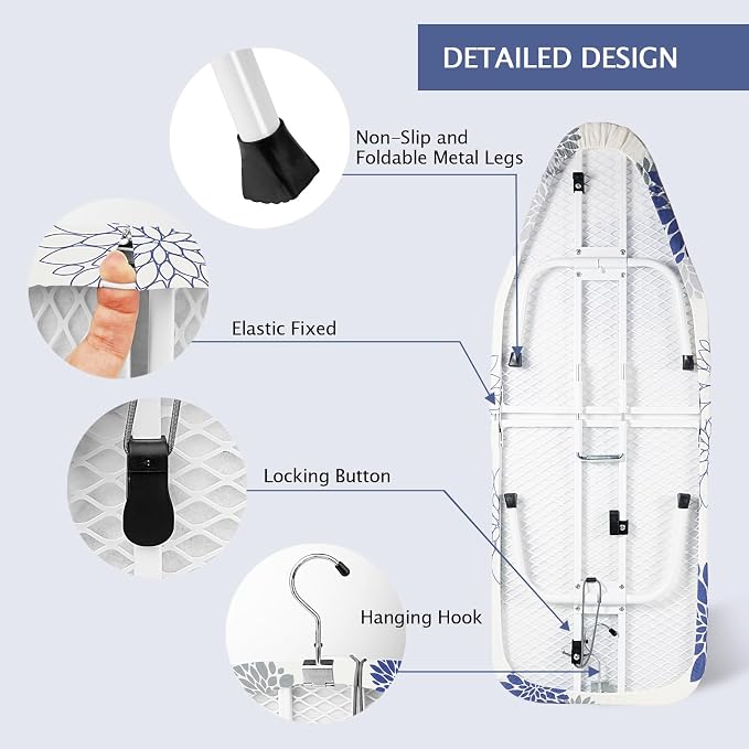 SheeChung Small Ironing Board 12"x32",Mini Tabletop Ironing Board,Foldable | Non-Slip Feet,Heat Resistant Cover & Padding,Hook for Hanging,Portable Iron Board,,Fit for Dorm Household Laundry Apartment