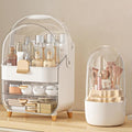 Makeup Organizer Countertop, Skincare Holder Bathroom Counter Organizer, Storage Box Cosmetic Display Cases, Teen Girl Gifts Make up Organizers (White/Brush)