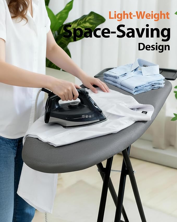 Ironing Board Full Size, 43×13 Folding Ironing Boards, Height Adjustable & Space-Saving Wide Iron Board with Heat-Resistant Cover, Thick Pad & Heavy Duty Iron Table, for Laundry Room Clothes, Gray