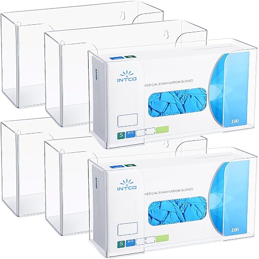 Wenqik Acrylic Glove Box Holder Dispenser Bulk for Wall Mount Rack Floating Mask Dispenser for Medical Latex Rubber Disposable Glove Boxes, 10.2 x 3.5 x 5.3'', Single(6 Pcs)