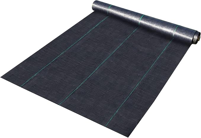 Happybuy Weed Barrier Landscape Fabric Heavy Duty, 4FTx250FT Geotextile Fabric, 5Oz Woven Weed Block Gardening Mat, Garden Weed Fabric, Good Permeability for Flower Bed, Driveway Fabric, Ground Cover