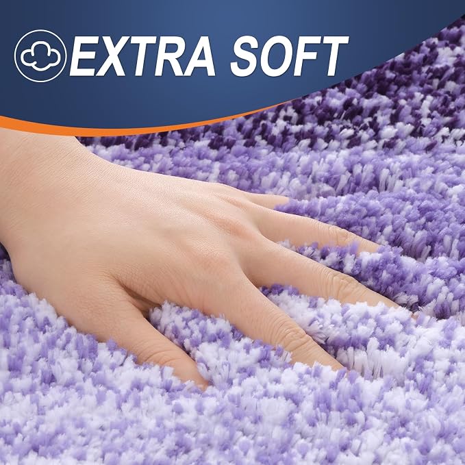 OLANLY Bathroom Runner Rugs Mat 44x24, Extra Soft Absorbent Microfiber Bath Rugs, Rubber Backing, Quick Dry, Washable Long Bath Mats for Bathroom Floor, Tub and Shower, Home Decor Accessories, Violet