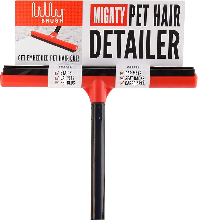 Lilly Brush Mighty Pet Hair Remover Detailer | Cat Hair Remover Carpet Brush for Pet Hair